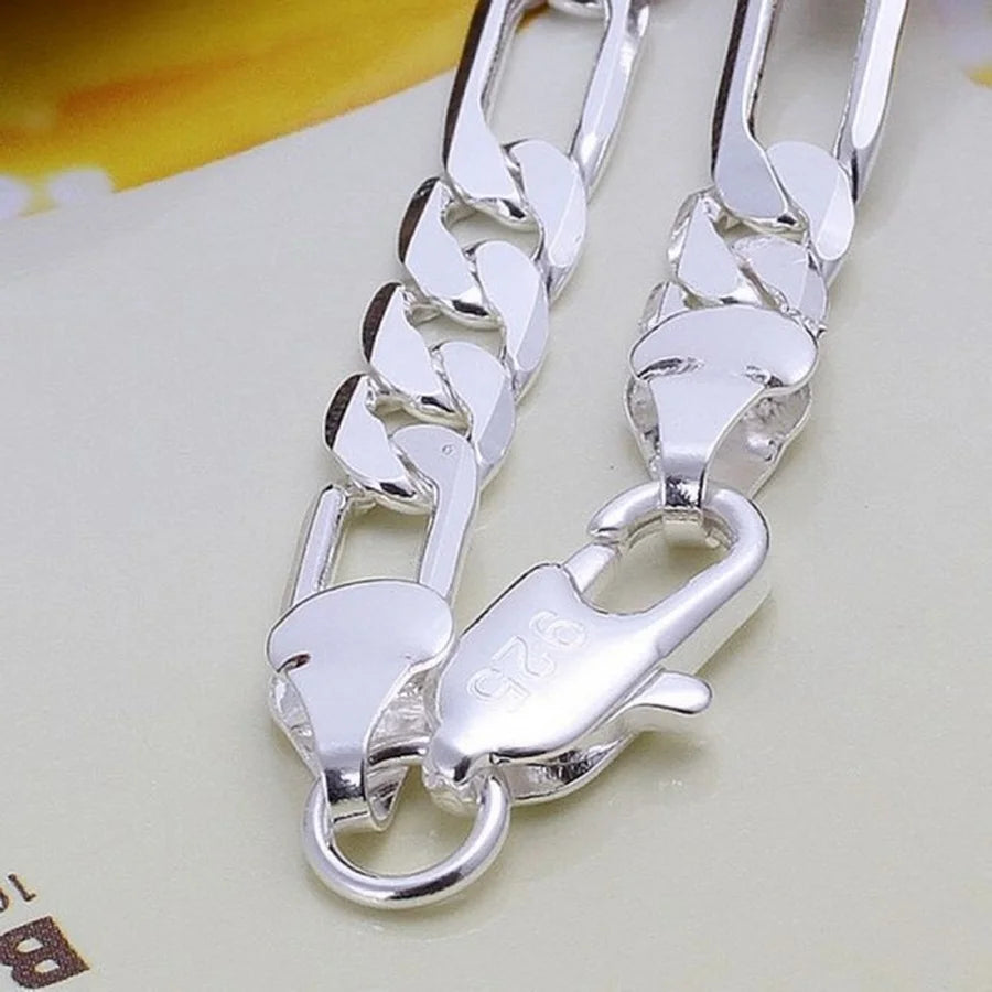 STAMPED 925 Wedding nice gift Silver Plated 6MM chain men women Jewelry fashion beautiful Bracelet free shipping