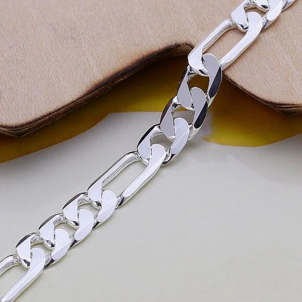 STAMPED 925 Wedding nice gift Silver Plated 6MM chain men women Jewelry fashion beautiful Bracelet free shipping