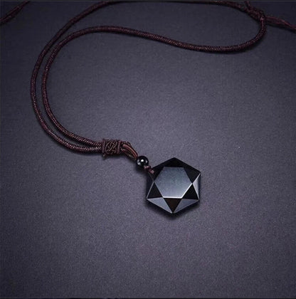 ZRM Fashion Black Obsidian Pendant Necklace Obsidian Star Pendant Lucky Love Crystal Jewelry With Free Rope Drop shipping