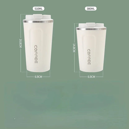 380/510ml Stainless Steel Coffee Cup Travel Thermal Mug Leak-Proof Thermos Bottle Tea Coffee Mug Office Business Style Thermos