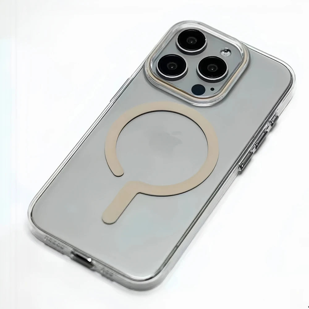 Titanium gray metal button strong magsafe charging phone case for iPhone 16 15 14 13 12 Pro Max magnetic shockproof hard case