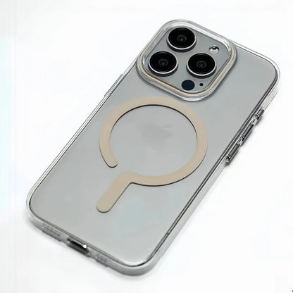 Titanium gray metal button strong magsafe charging phone case for iPhone 16 15 14 13 12 Pro Max magnetic shockproof hard case