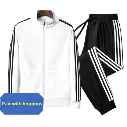 Spring Autumn Couple Matching Trendy Sports Suit Two-Piece Set Casual Jacket Sweatshirt Trousers For Men And Women