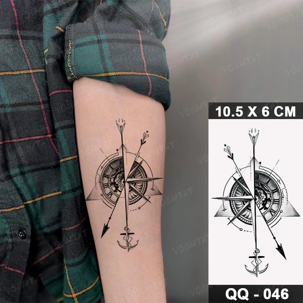 Waterproof Temporary Tattoo Sticker Moon Sun Black Line Geometric Flash Tatoo Women Men Child Arm Ankle Body Art Fake Tatto Cool