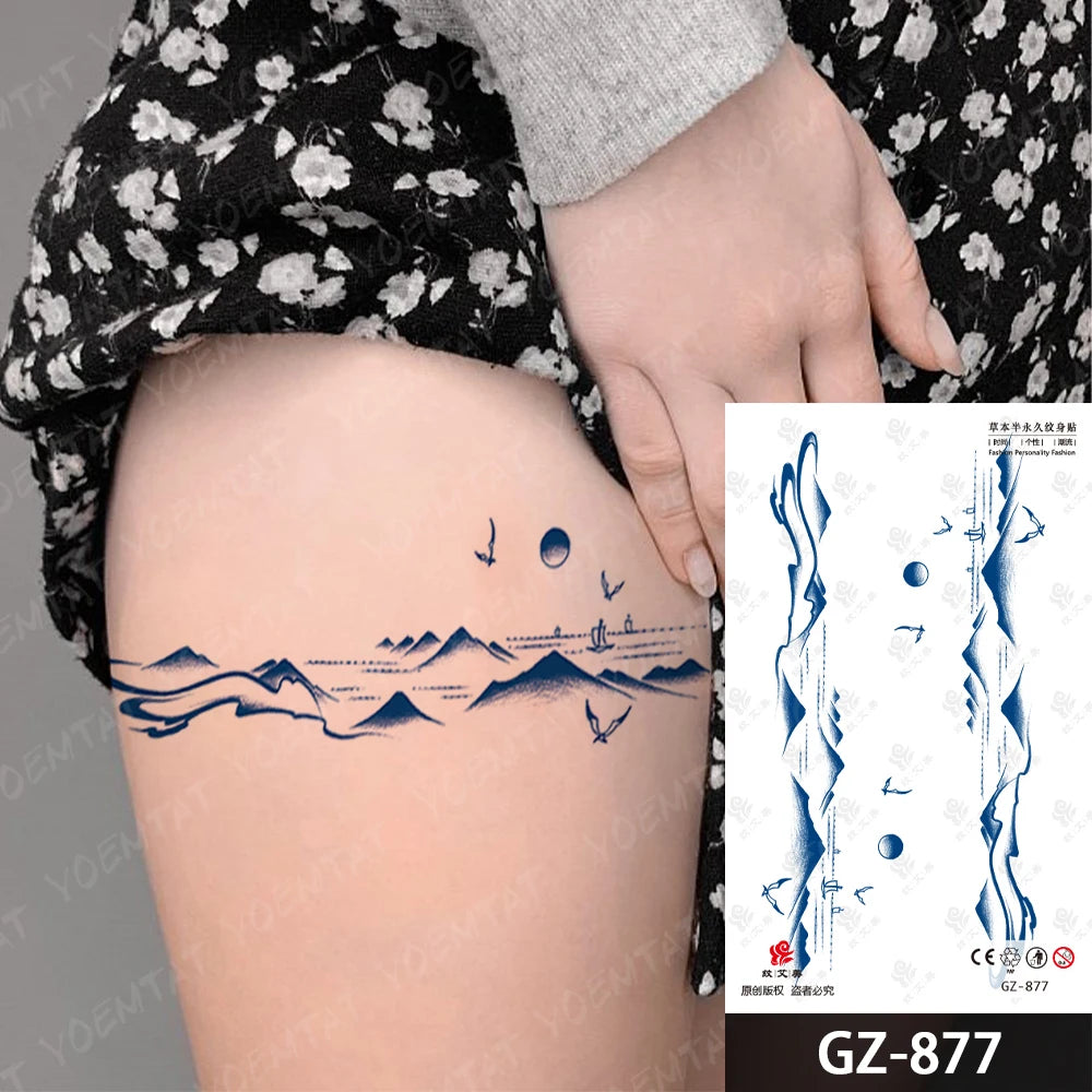 Bow Tie Love Juice Ink Lasting Waterproof Temporary Tattoo Sticker Leaf Totem Semi Permanent Fake Tatoo Body Art Men Women Arm