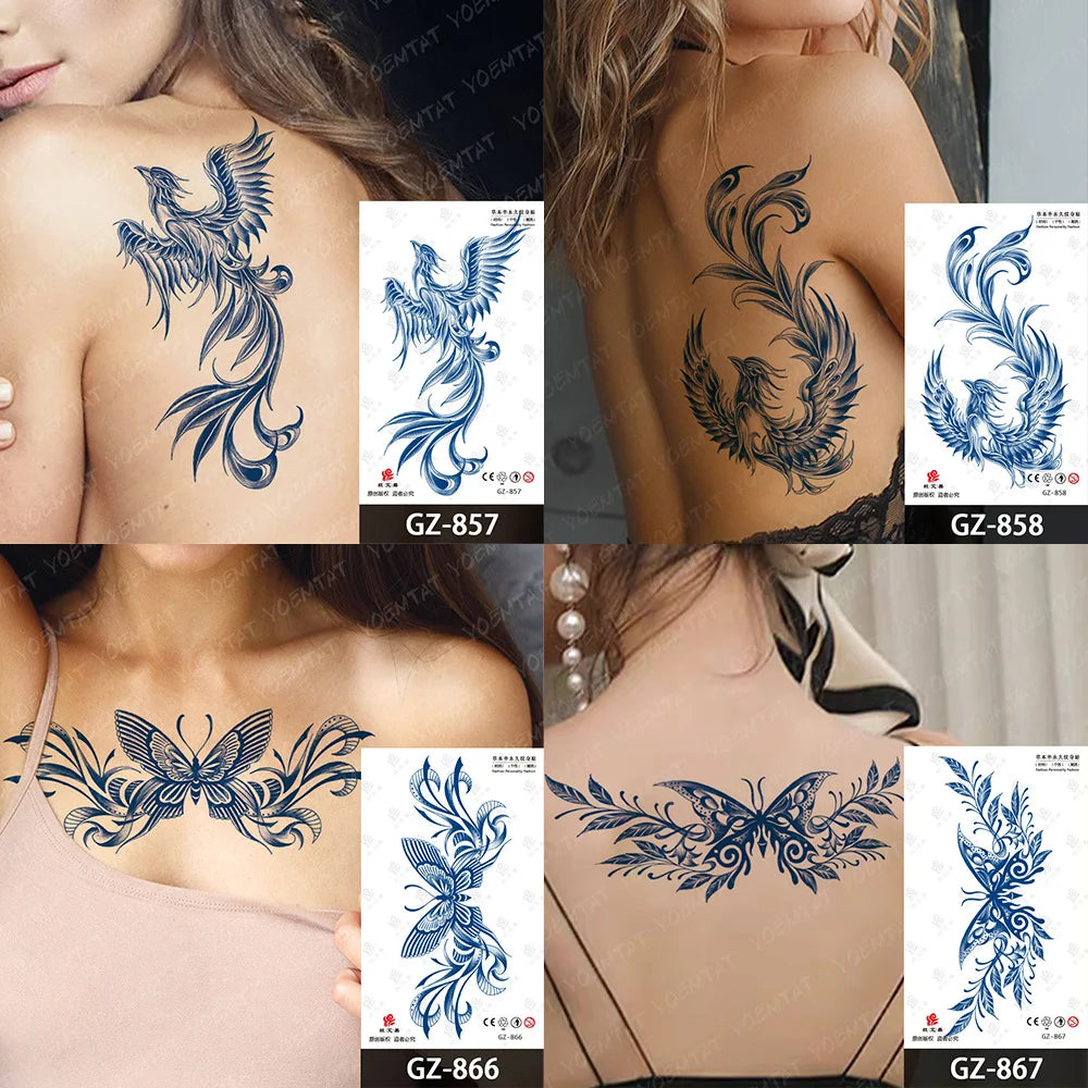 Bow Tie Love Juice Ink Lasting Waterproof Temporary Tattoo Sticker Leaf Totem Semi Permanent Fake Tatoo Body Art Men Women Arm