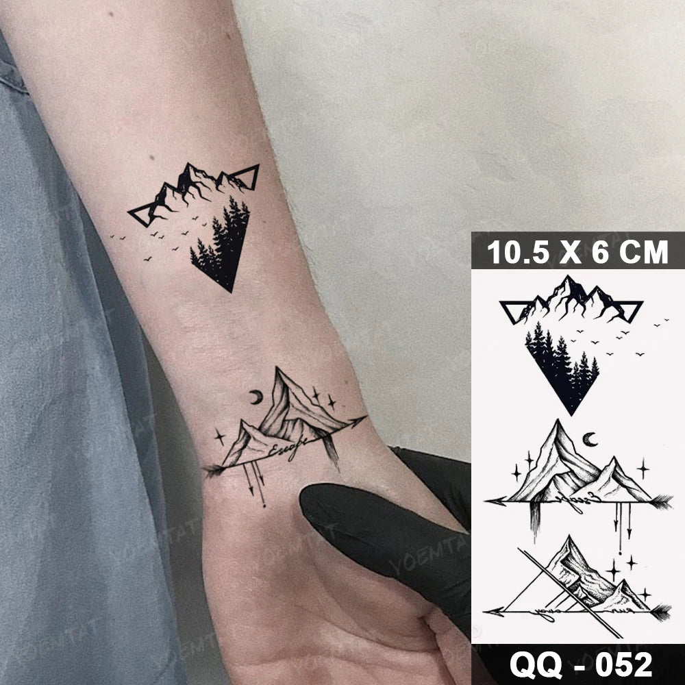 Waterproof Temporary Tattoo Sticker Moon Sun Black Line Geometric Flash Tatoo Women Men Child Arm Ankle Body Art Fake Tatto Cool