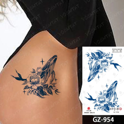 Bow Tie Love Juice Ink Lasting Waterproof Temporary Tattoo Sticker Leaf Totem Semi Permanent Fake Tatoo Body Art Men Women Arm