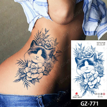 Bow Tie Love Juice Ink Lasting Waterproof Temporary Tattoo Sticker Leaf Totem Semi Permanent Fake Tatoo Body Art Men Women Arm