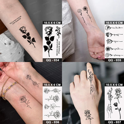 Waterproof Temporary Tattoo Sticker Moon Sun Black Line Geometric Flash Tatoo Women Men Child Arm Ankle Body Art Fake Tatto Cool