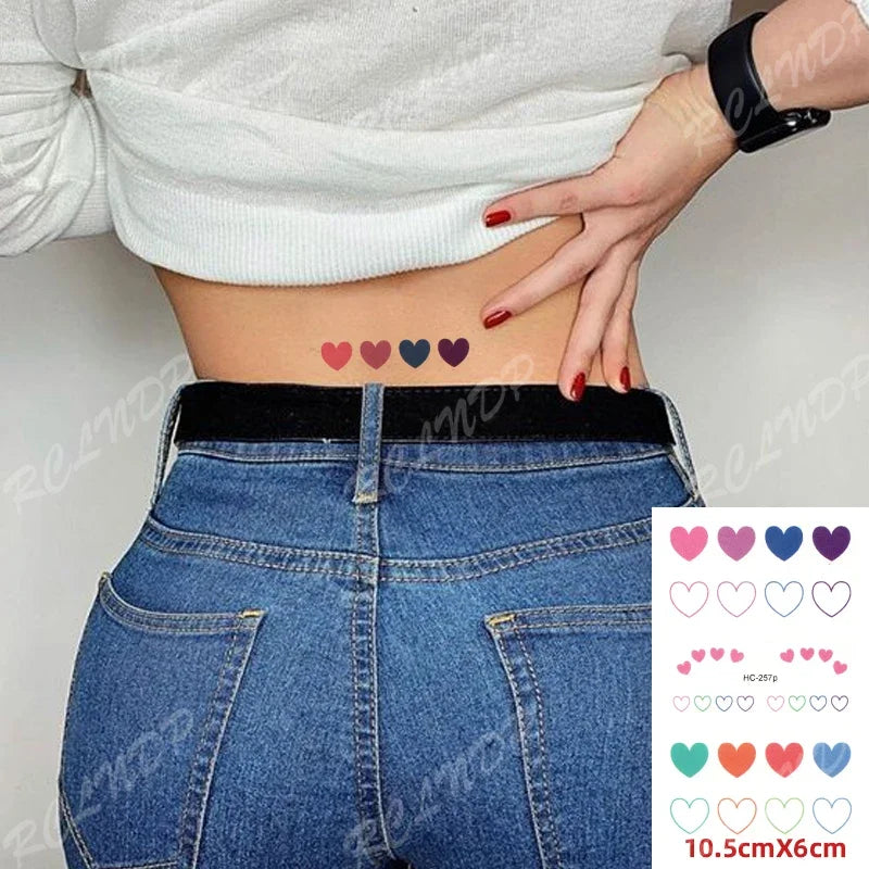 Waterproof Temporary Tattoo Sticker Body Art Love Wave Heartbeat Line Small Size Fake Tatto Flash Tatoo for Girl Women