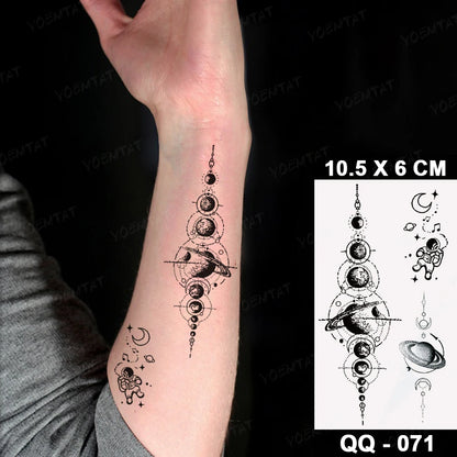 Waterproof Temporary Tattoo Sticker Moon Sun Black Line Geometric Flash Tatoo Women Men Child Arm Ankle Body Art Fake Tatto Cool