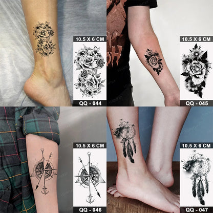 Waterproof Temporary Tattoo Sticker Moon Sun Black Line Geometric Flash Tatoo Women Men Child Arm Ankle Body Art Fake Tatto Cool