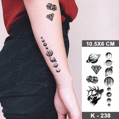 Waterproof Temporary Tattoo Sticker Moon Sun Black Line Geometric Flash Tatoo Women Men Child Arm Ankle Body Art Fake Tatto Cool