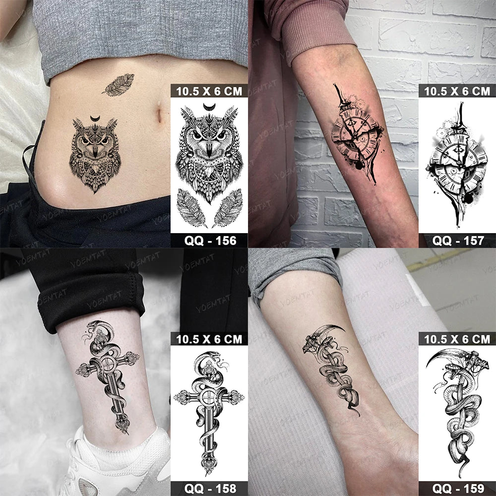 Waterproof Temporary Tattoo Sticker Moon Sun Black Line Geometric Flash Tatoo Women Men Child Arm Ankle Body Art Fake Tatto Cool