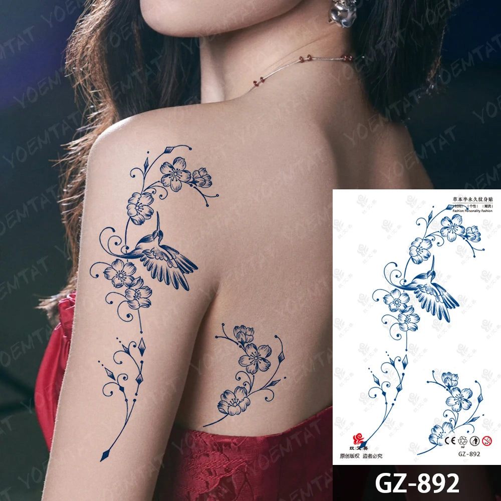 Bow Tie Love Juice Ink Lasting Waterproof Temporary Tattoo Sticker Leaf Totem Semi Permanent Fake Tatoo Body Art Men Women Arm