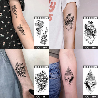 Waterproof Temporary Tattoo Sticker Moon Sun Black Line Geometric Flash Tatoo Women Men Child Arm Ankle Body Art Fake Tatto Cool