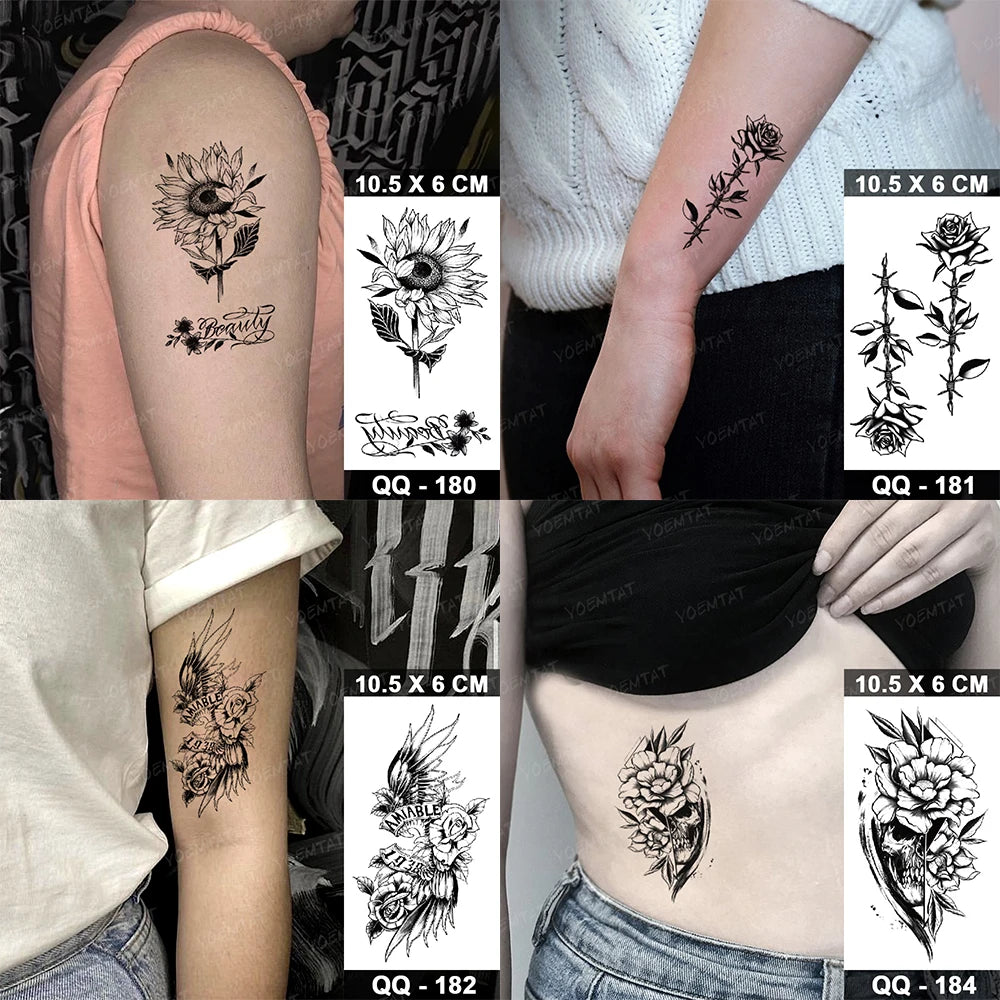 Waterproof Temporary Tattoo Sticker Moon Sun Black Line Geometric Flash Tatoo Women Men Child Arm Ankle Body Art Fake Tatto Cool