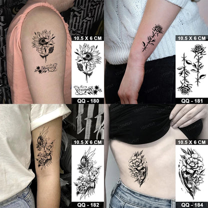 Waterproof Temporary Tattoo Sticker Moon Sun Black Line Geometric Flash Tatoo Women Men Child Arm Ankle Body Art Fake Tatto Cool