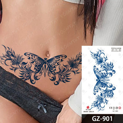 Bow Tie Love Juice Ink Lasting Waterproof Temporary Tattoo Sticker Leaf Totem Semi Permanent Fake Tatoo Body Art Men Women Arm