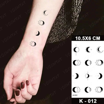 Waterproof Temporary Tattoo Sticker Moon Sun Black Line Geometric Flash Tatoo Women Men Child Arm Ankle Body Art Fake Tatto Cool