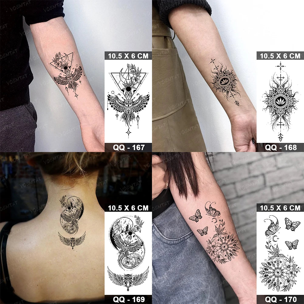 Waterproof Temporary Tattoo Sticker Moon Sun Black Line Geometric Flash Tatoo Women Men Child Arm Ankle Body Art Fake Tatto Cool