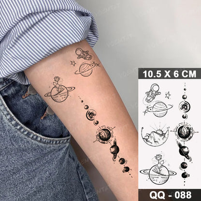 Waterproof Temporary Tattoo Sticker Moon Sun Black Line Geometric Flash Tatoo Women Men Child Arm Ankle Body Art Fake Tatto Cool