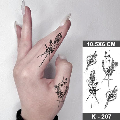 Waterproof Temporary Tattoo Sticker Moon Sun Black Line Geometric Flash Tatoo Women Men Child Arm Ankle Body Art Fake Tatto Cool