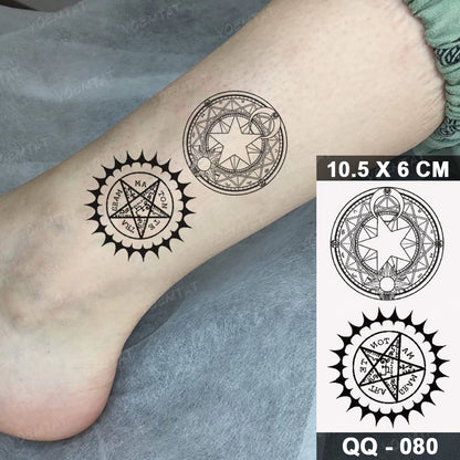 Waterproof Temporary Tattoo Sticker Moon Sun Black Line Geometric Flash Tatoo Women Men Child Arm Ankle Body Art Fake Tatto Cool