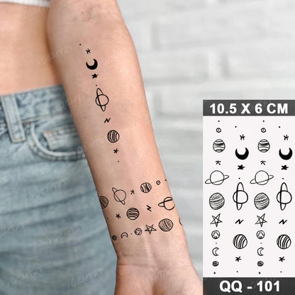 Waterproof Temporary Tattoo Sticker Moon Sun Black Line Geometric Flash Tatoo Women Men Child Arm Ankle Body Art Fake Tatto Cool