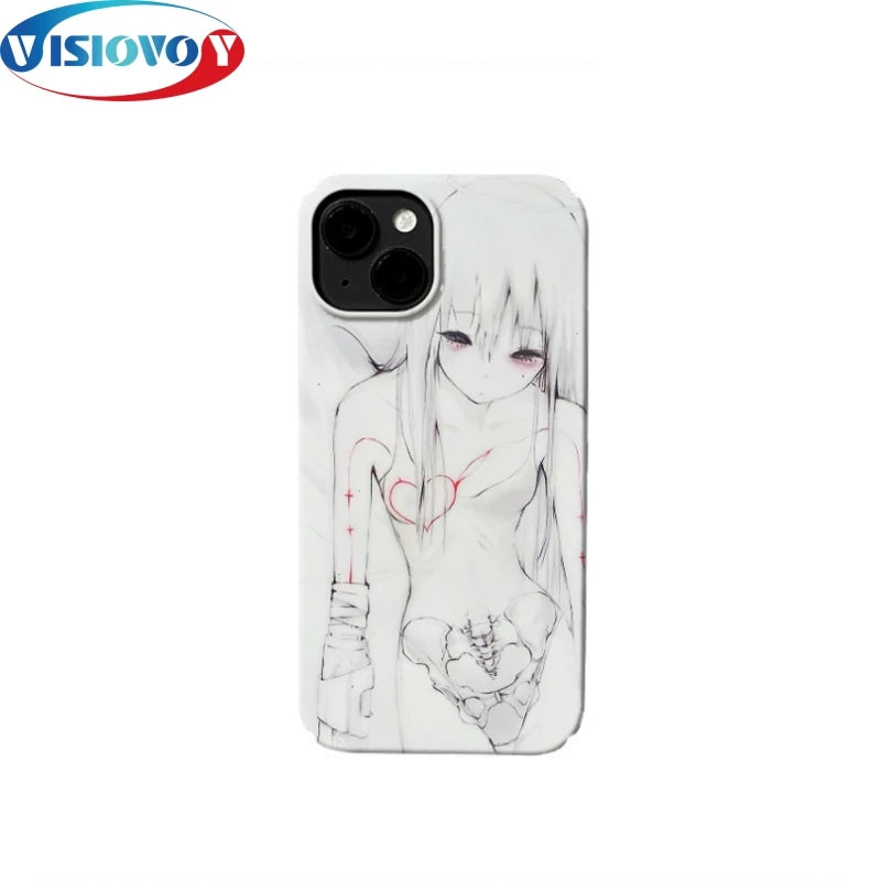 Anime Morbid Girl Phone Cases For Iphone 15 14 13 Pro Max Rear Cases Hard Shell Phone Covers Artistic Personality Fashion Fundas