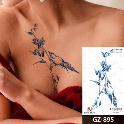 Bow Tie Love Juice Ink Lasting Waterproof Temporary Tattoo Sticker Leaf Totem Semi Permanent Fake Tatoo Body Art Men Women Arm