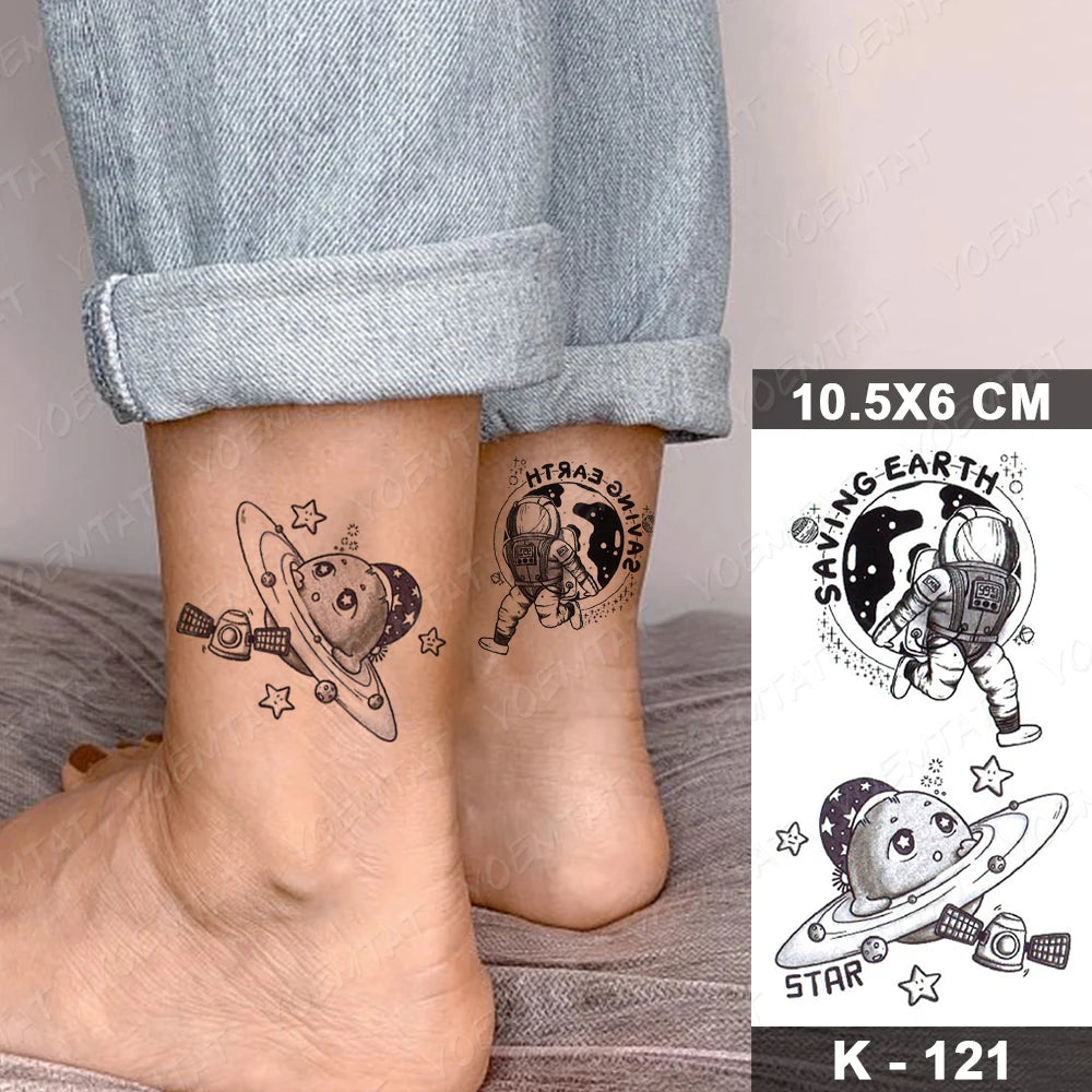 Waterproof Temporary Tattoo Sticker Moon Sun Black Line Geometric Flash Tatoo Women Men Child Arm Ankle Body Art Fake Tatto Cool