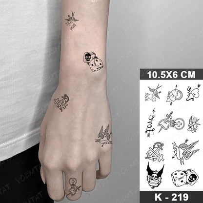 Waterproof Temporary Tattoo Sticker Moon Sun Black Line Geometric Flash Tatoo Women Men Child Arm Ankle Body Art Fake Tatto Cool