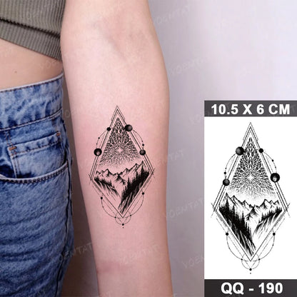 Waterproof Temporary Tattoo Sticker Moon Sun Black Line Geometric Flash Tatoo Women Men Child Arm Ankle Body Art Fake Tatto Cool