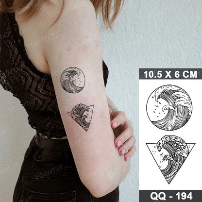 Waterproof Temporary Tattoo Sticker Moon Sun Black Line Geometric Flash Tatoo Women Men Child Arm Ankle Body Art Fake Tatto Cool