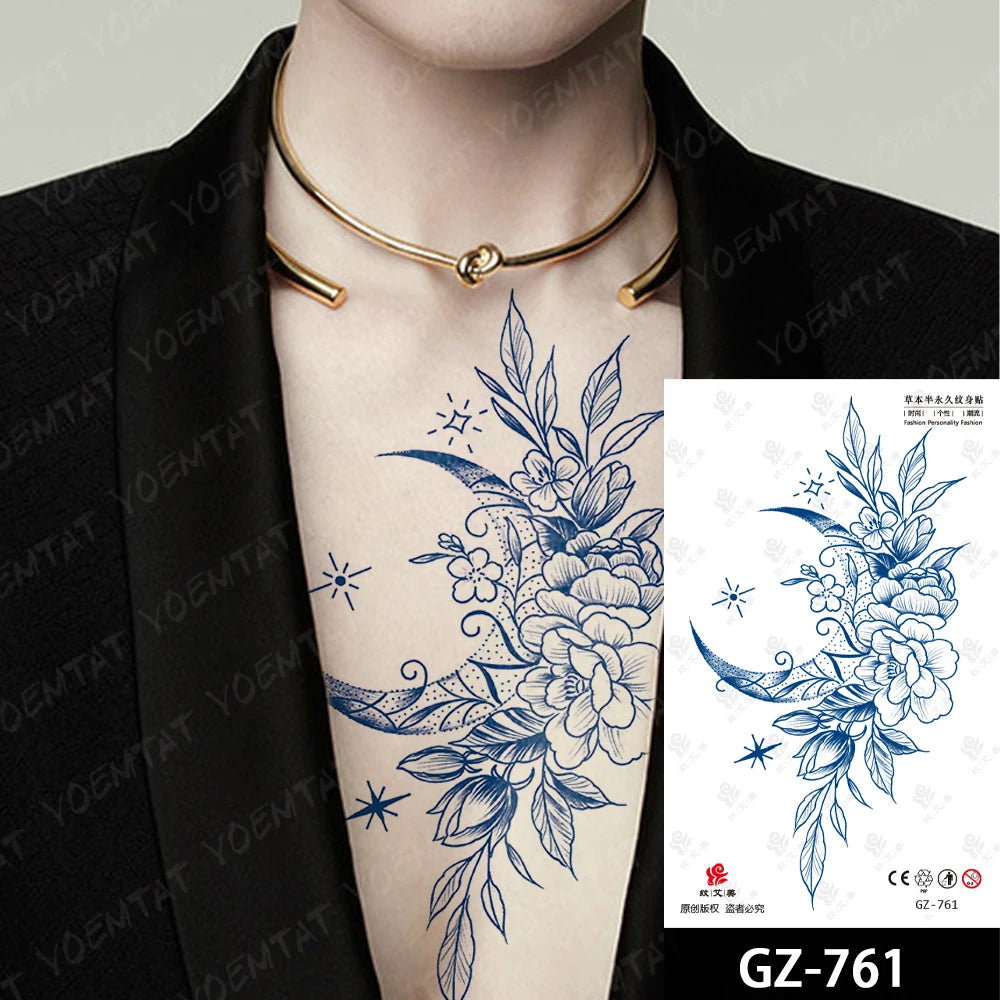 Bow Tie Love Juice Ink Lasting Waterproof Temporary Tattoo Sticker Leaf Totem Semi Permanent Fake Tatoo Body Art Men Women Arm