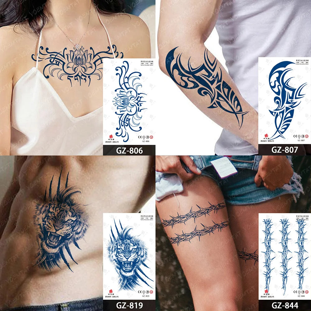 Bow Tie Love Juice Ink Lasting Waterproof Temporary Tattoo Sticker Leaf Totem Semi Permanent Fake Tatoo Body Art Men Women Arm