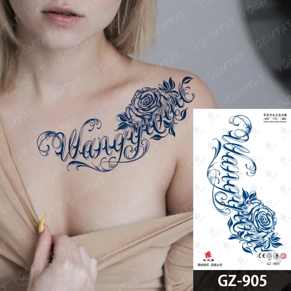 Bow Tie Love Juice Ink Lasting Waterproof Temporary Tattoo Sticker Leaf Totem Semi Permanent Fake Tatoo Body Art Men Women Arm