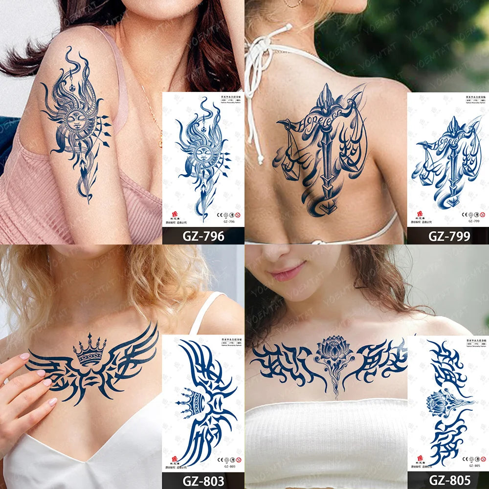 Bow Tie Love Juice Ink Lasting Waterproof Temporary Tattoo Sticker Leaf Totem Semi Permanent Fake Tatoo Body Art Men Women Arm