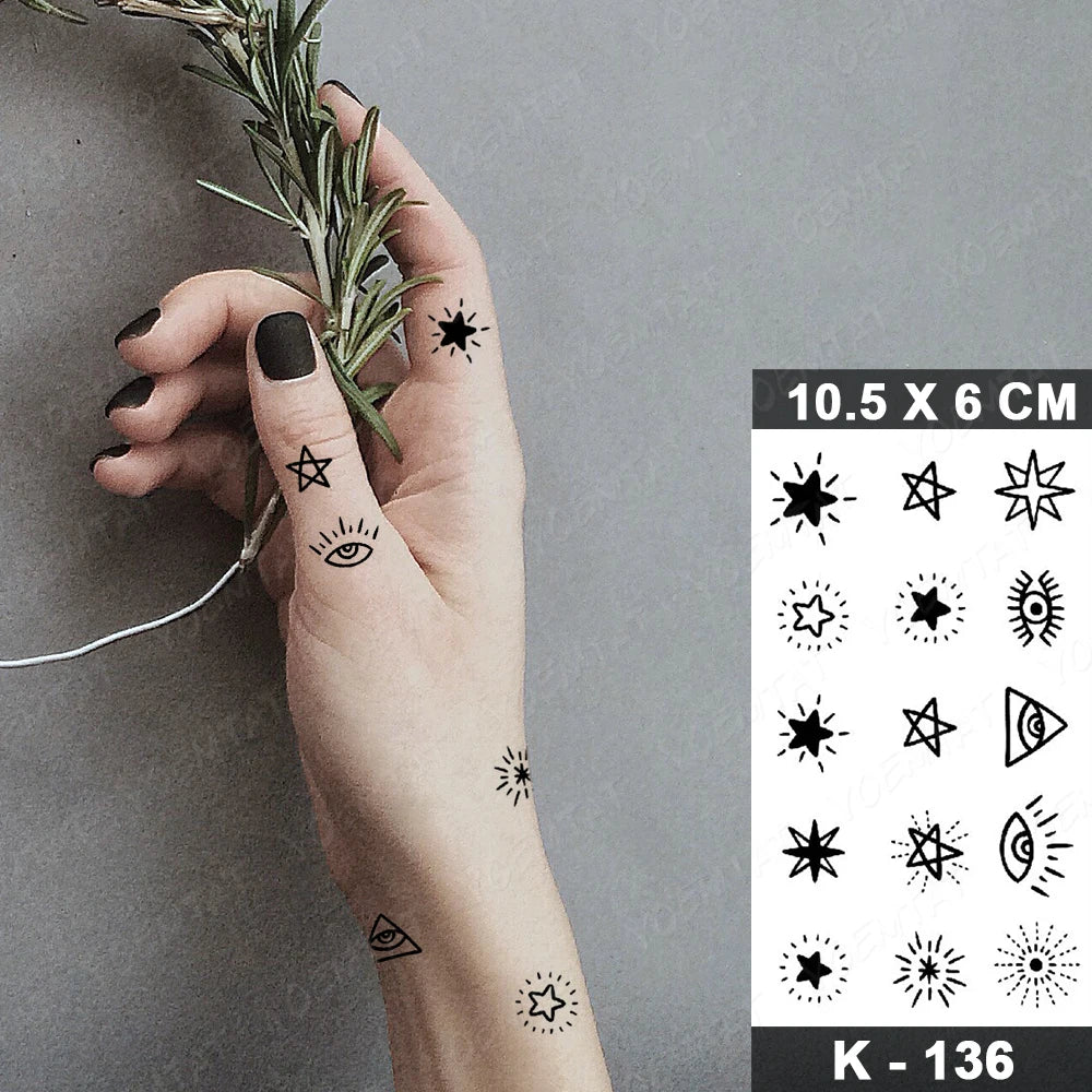 Waterproof Temporary Tattoo Sticker Moon Sun Black Line Geometric Flash Tatoo Women Men Child Arm Ankle Body Art Fake Tatto Cool