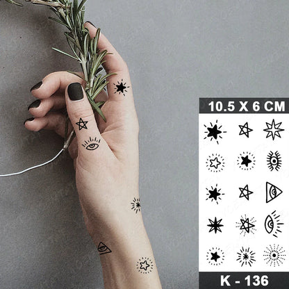 Waterproof Temporary Tattoo Sticker Moon Sun Black Line Geometric Flash Tatoo Women Men Child Arm Ankle Body Art Fake Tatto Cool