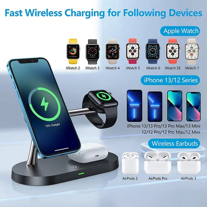 3 in 1 Wireless Charger Stand For iPhone 12 13 14 15 16 Fast Charging Station for Apple Watch 10 9 8 7 6 5 4 Airpods 2 3 Pro