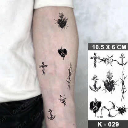 Waterproof Temporary Tattoo Sticker Moon Sun Black Line Geometric Flash Tatoo Women Men Child Arm Ankle Body Art Fake Tatto Cool