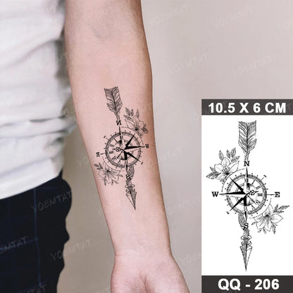 Waterproof Temporary Tattoo Sticker Moon Sun Black Line Geometric Flash Tatoo Women Men Child Arm Ankle Body Art Fake Tatto Cool