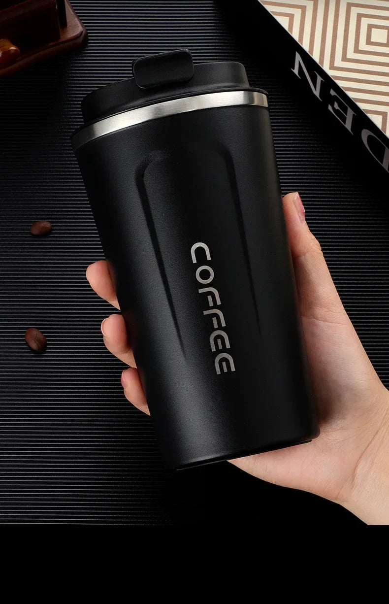 380/510ml Stainless Steel Coffee Cup Travel Thermal Mug Leak-Proof Thermos Bottle Tea Coffee Mug Office Business Style Thermos