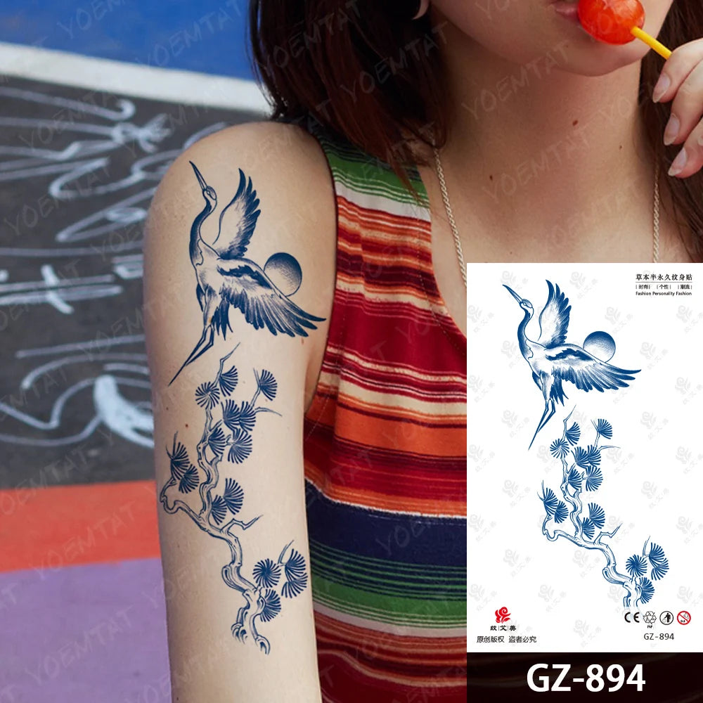 Bow Tie Love Juice Ink Lasting Waterproof Temporary Tattoo Sticker Leaf Totem Semi Permanent Fake Tatoo Body Art Men Women Arm