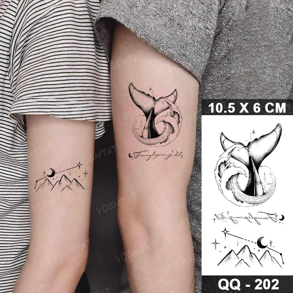 Waterproof Temporary Tattoo Sticker Moon Sun Black Line Geometric Flash Tatoo Women Men Child Arm Ankle Body Art Fake Tatto Cool