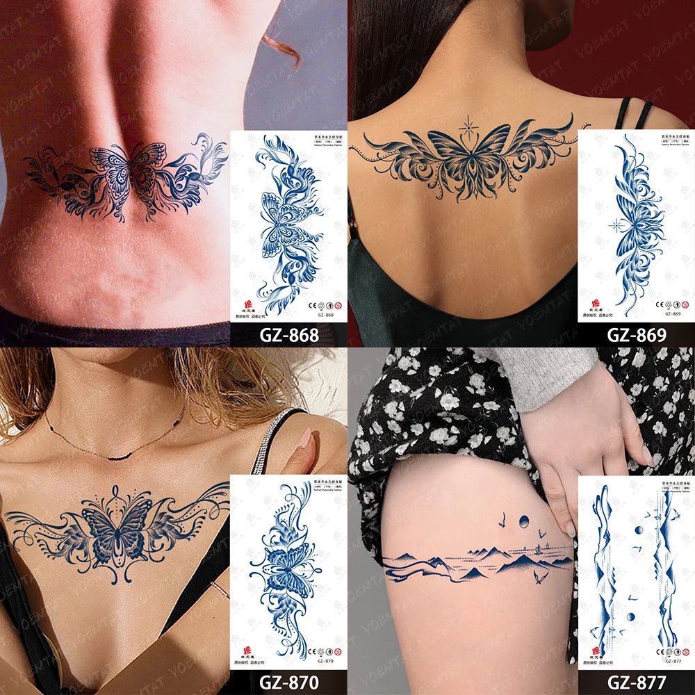 Bow Tie Love Juice Ink Lasting Waterproof Temporary Tattoo Sticker Leaf Totem Semi Permanent Fake Tatoo Body Art Men Women Arm