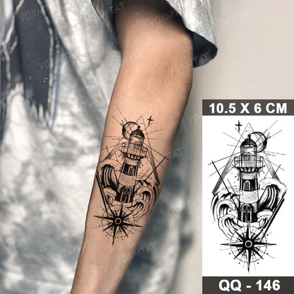 Waterproof Temporary Tattoo Sticker Moon Sun Black Line Geometric Flash Tatoo Women Men Child Arm Ankle Body Art Fake Tatto Cool